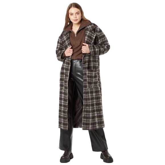 COTTON ON Long Oversized Plaid Coat Size L (AS IS) - Picture 1 of 16